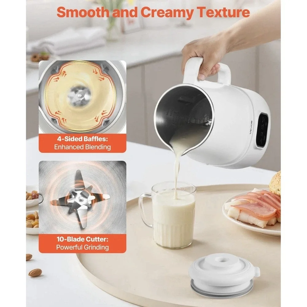 VEVOR 8-in-1 Nut Milk Maker 34 oz Soy Milk Maker 200W Blender Oat Nut Soy Juice